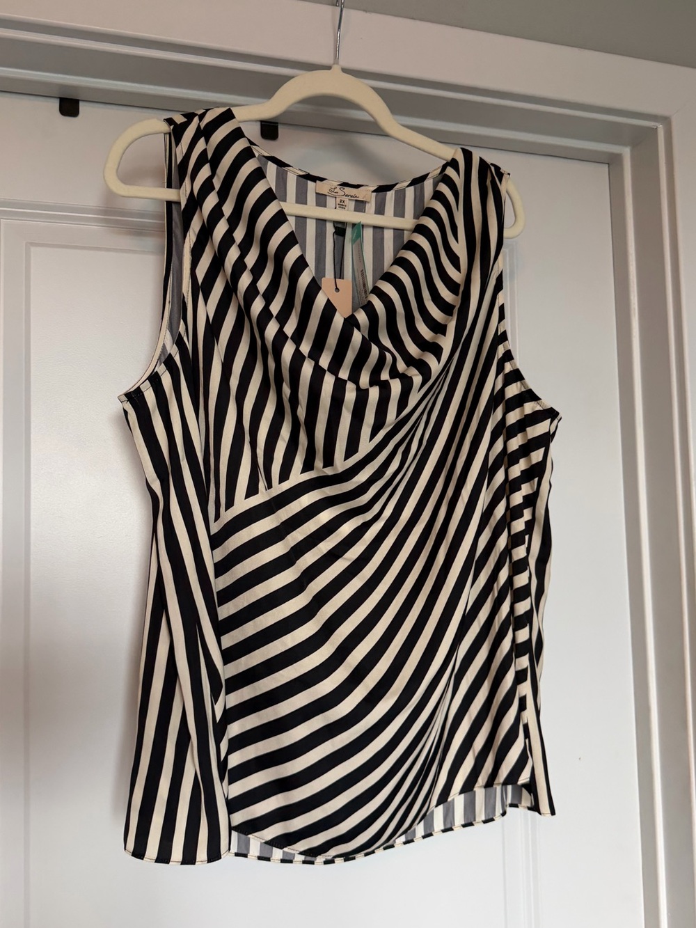 Les Serein Betty Cowl Neck Striped Blouse 2X NWT